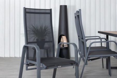 Khung, Copacabana matgrupp 1 bord + 6 stolar svart/natur Venture Home