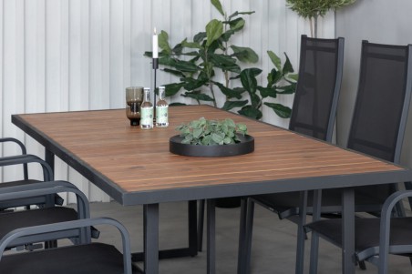 Khung, Copacabana matgrupp 1 bord + 6 stolar svart/natur Venture Home