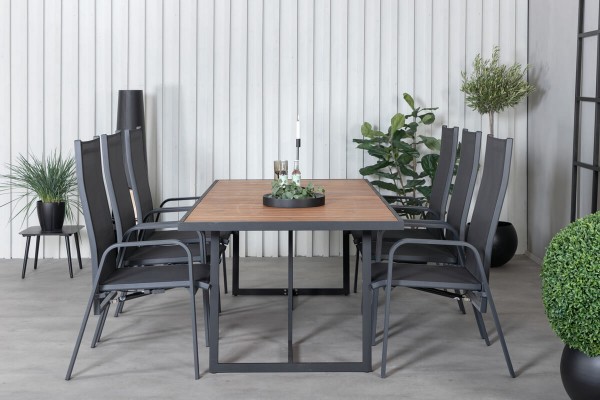 Khung, Copacabana matgrupp 1 bord + 6 stolar svart/natur Venture Home
