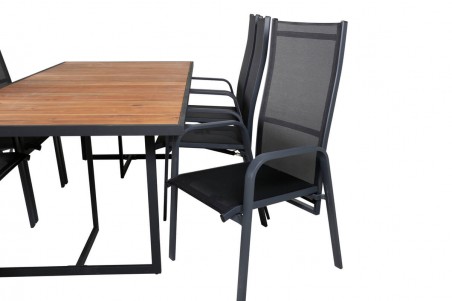 Khung, Copacabana matgrupp 1 bord + 6 stolar svart/natur Venture Home