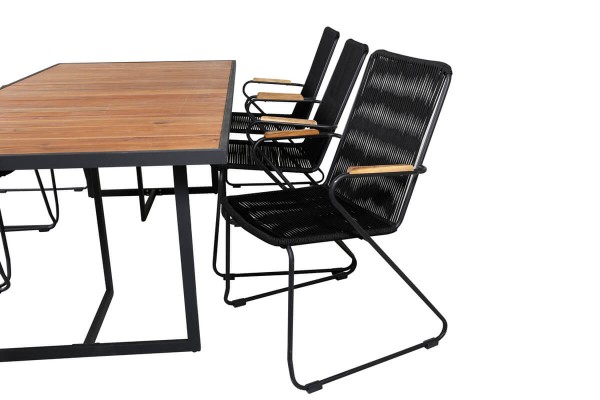 Khung, Bois matgrupp 1 bord + 6 stolar svart/natur Venture Home