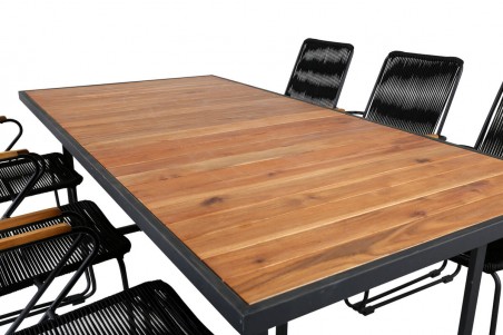 Khung, Bois matgrupp 1 bord + 6 stolar svart/natur Venture Home