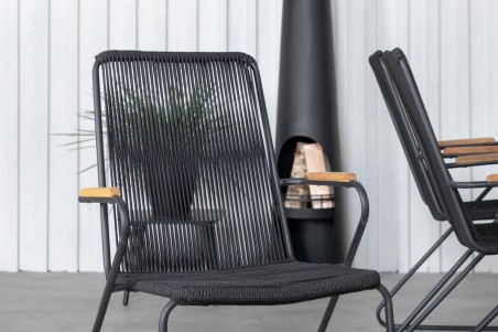 Khung, Bois matgrupp 1 bord + 6 stolar svart/natur Venture Home