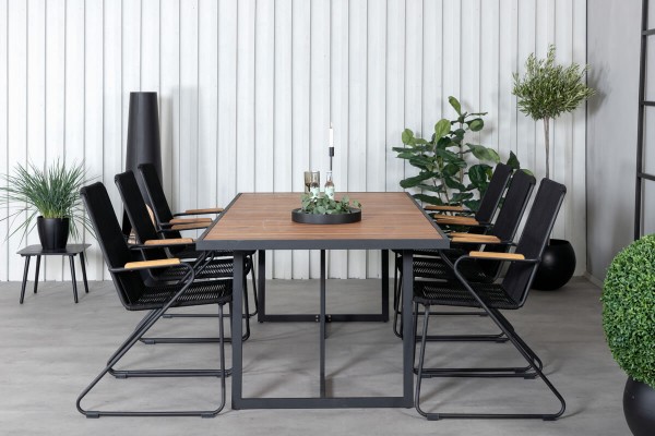 Khung, Bois matgrupp 1 bord + 6 stolar svart/natur Venture Home