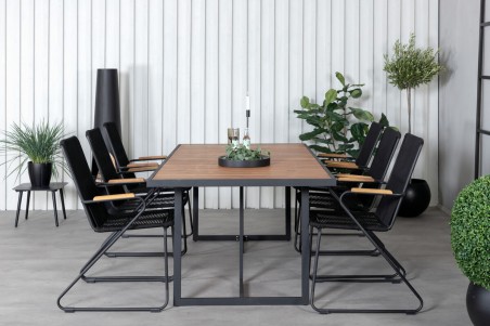 Khung, Bois matgrupp 1 bord + 6 stolar svart/natur Venture Home
