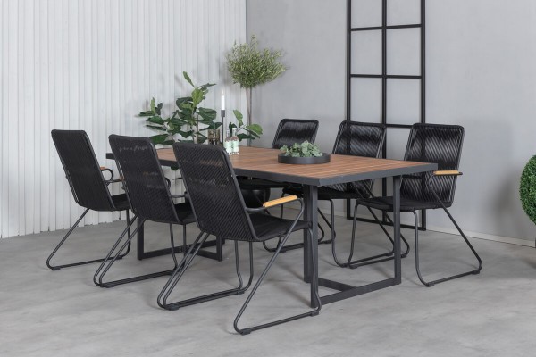 Khung, Bois matgrupp 1 bord + 6 stolar svart/natur Venture Home