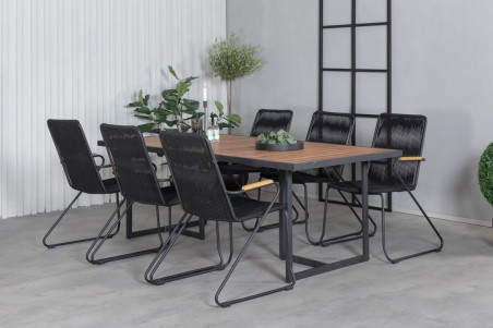 Khung, Bois matgrupp 1 bord + 6 stolar svart/natur Venture Home