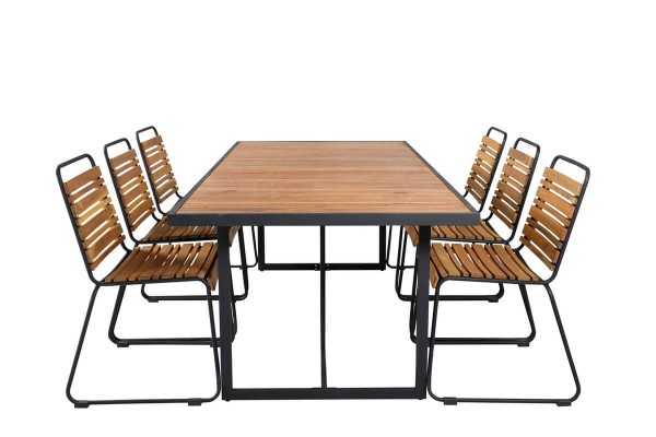 Khung, Bois matgrupp 1 bord + 6 stolar natur/svart Venture Home
