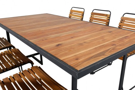 Khung, Bois matgrupp 1 bord + 6 stolar natur/svart Venture Home