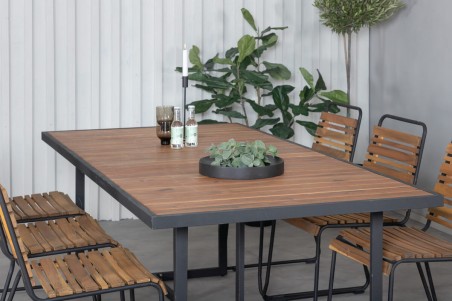 Khung, Bois matgrupp 1 bord + 6 stolar natur/svart Venture Home