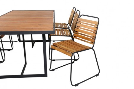 Khung, Bois matgrupp 1 bord + 6 stolar natur/svart Venture Home