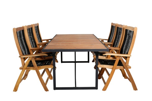 Khung, Peter matgrupp 1 bord + 6 stolar natur/svart Venture Home