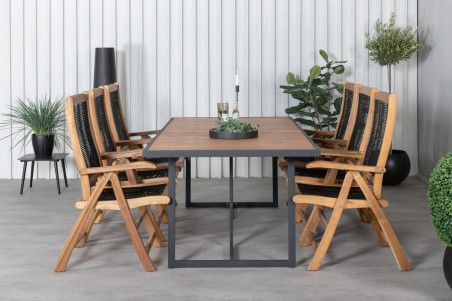 Khung, Peter matgrupp 1 bord + 6 stolar natur/svart Venture Home