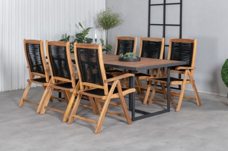 Khung, Peter matgrupp 1 bord + 6 stolar natur/svart Venture Home
