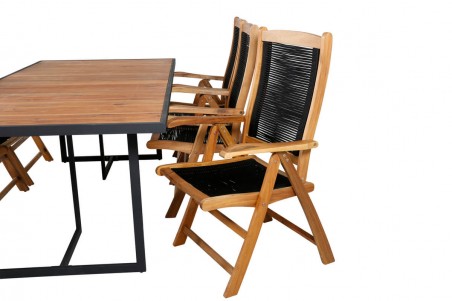 Khung, Peter matgrupp 1 bord + 6 stolar natur/svart Venture Home