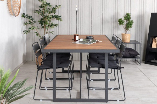 Khung, Lina matgrupp 1 bord + 6 stolar svart/natur Venture Home