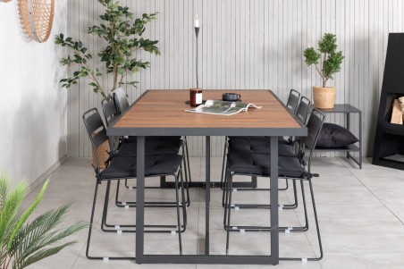 Khung, Lina matgrupp 1 bord + 6 stolar svart/natur Venture Home