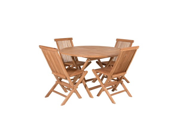 Kenya rund matgrupp 1 bord + 4 stolar natur Venture Home