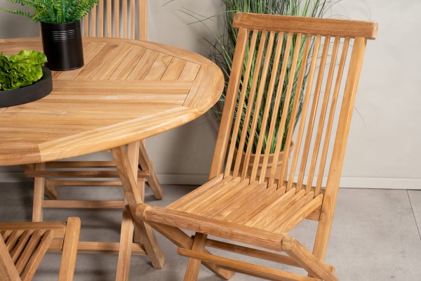 Kenya rund matgrupp 1 bord + 4 stolar natur Venture Home