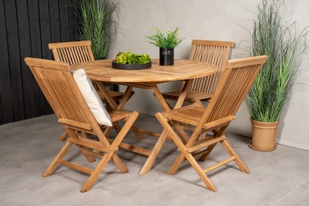 Kenya rund matgrupp 1 bord + 4 stolar natur Venture Home