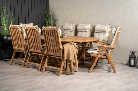 Kenya matgrupp 1 bord + 8 pos.stolar natur Venture Home