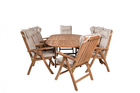 Kenya matgrupp 1 bord + 8 pos.stolar natur Venture Home