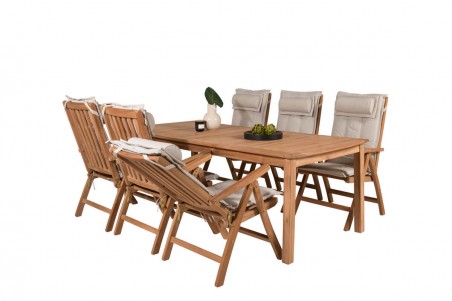 Kenya matgrupp 1 bord + 6 pos.stolar natur Venture Home