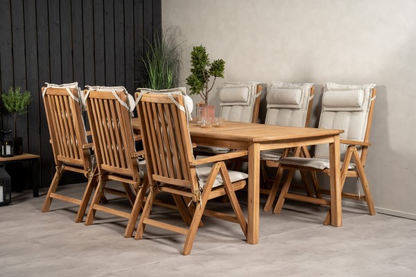 Kenya matgrupp 1 bord + 6 pos.stolar natur Venture Home
