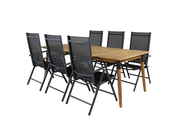 Julian, Break matgrupp 1 bord + 6 stolar natur/svart Venture Home