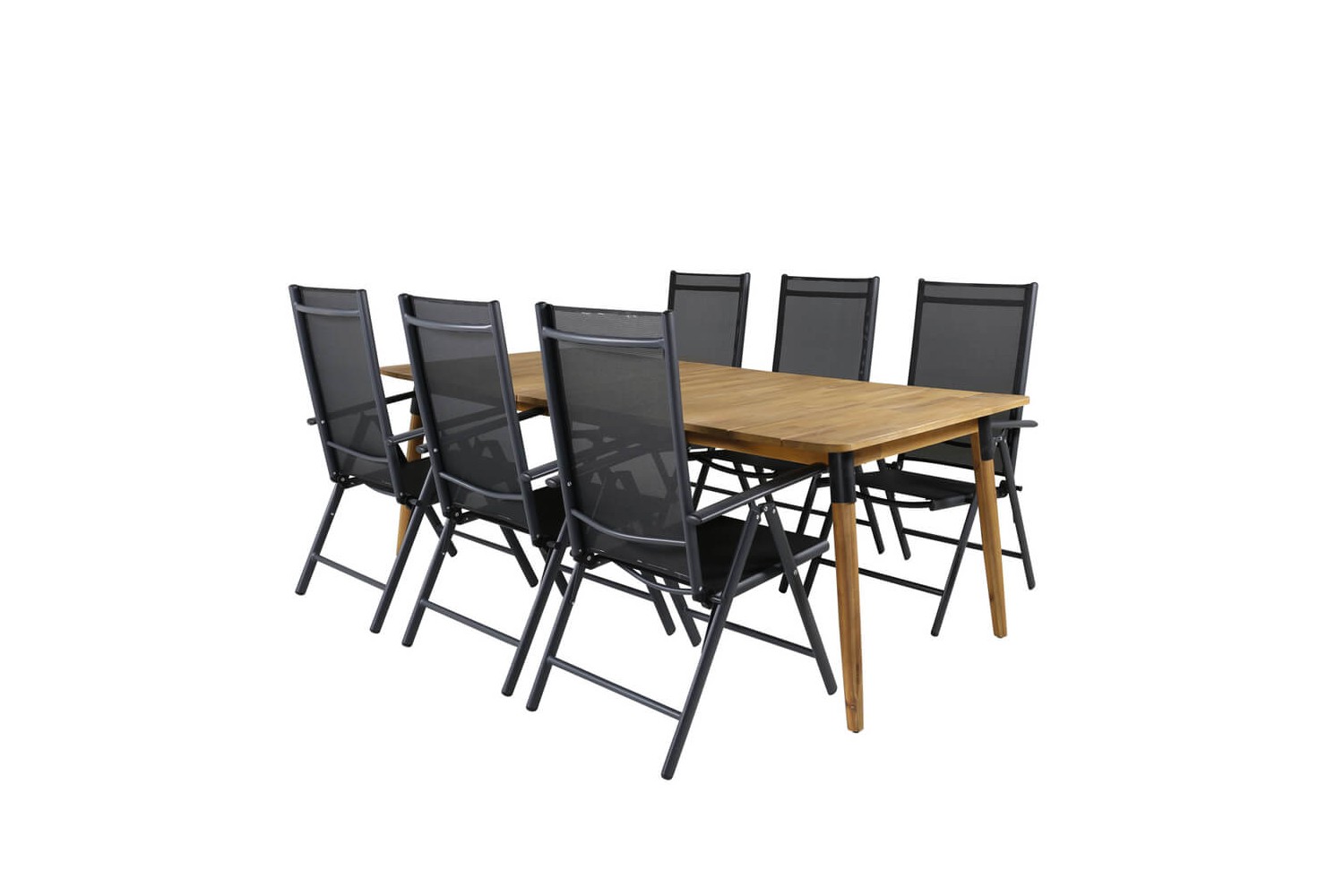 Julian, Break matgrupp 1 bord + 6 stolar natur/svart Venture Home