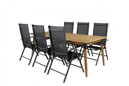 Julian, Break matgrupp 1 bord + 6 stolar natur/svart Venture Home