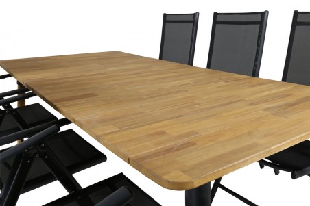 Julian, Break matgrupp 1 bord + 6 stolar natur/svart Venture Home