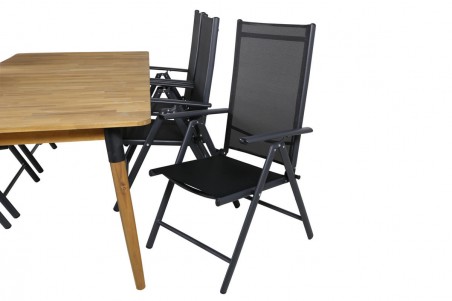 Julian, Break matgrupp 1 bord + 6 stolar natur/svart Venture Home