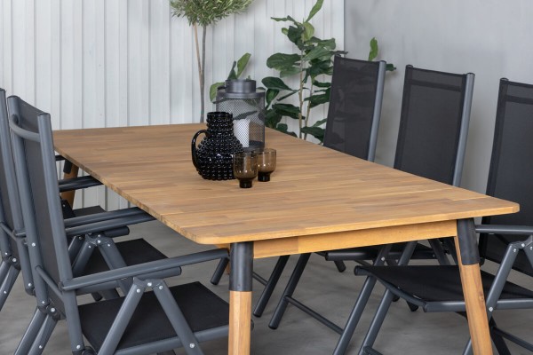 Julian, Break matgrupp 1 bord + 6 stolar natur/svart Venture Home