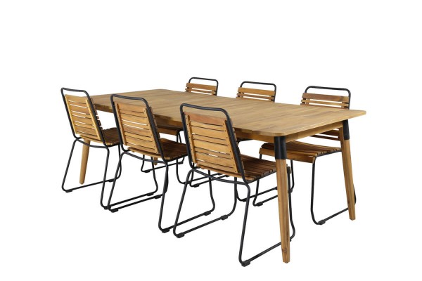 Julian, Bois matgrupp 1 bord + 6 stolar natur Venture Home