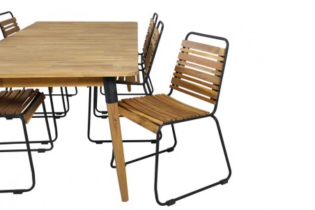 Julian, Bois matgrupp 1 bord + 6 stolar natur Venture Home