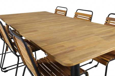 Julian, Bois matgrupp 1 bord + 6 stolar natur Venture Home