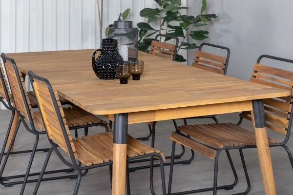 Julian, Bois matgrupp 1 bord + 6 stolar natur Venture Home