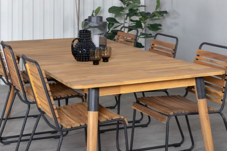Julian, Bois matgrupp 1 bord + 6 stolar natur Venture Home
