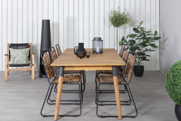 Julian, Bois matgrupp 1 bord + 6 stolar natur Venture Home