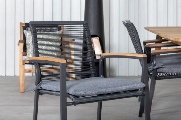 Julian, Dallas matgrupp 1 bord + 6 stolar svart/natur Venture Home