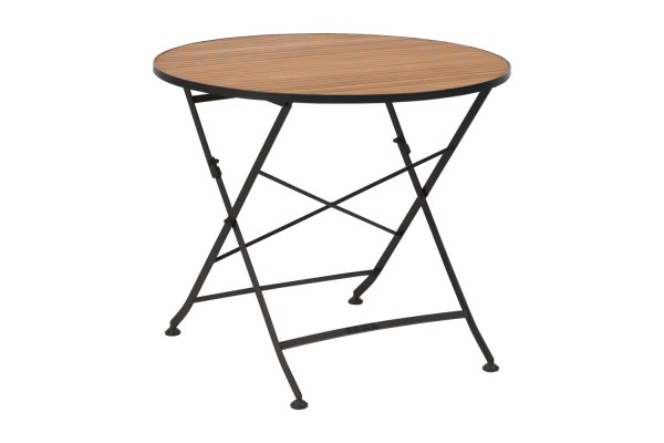 Brewer matbord Ø85x73 cm svart/teak Brafab