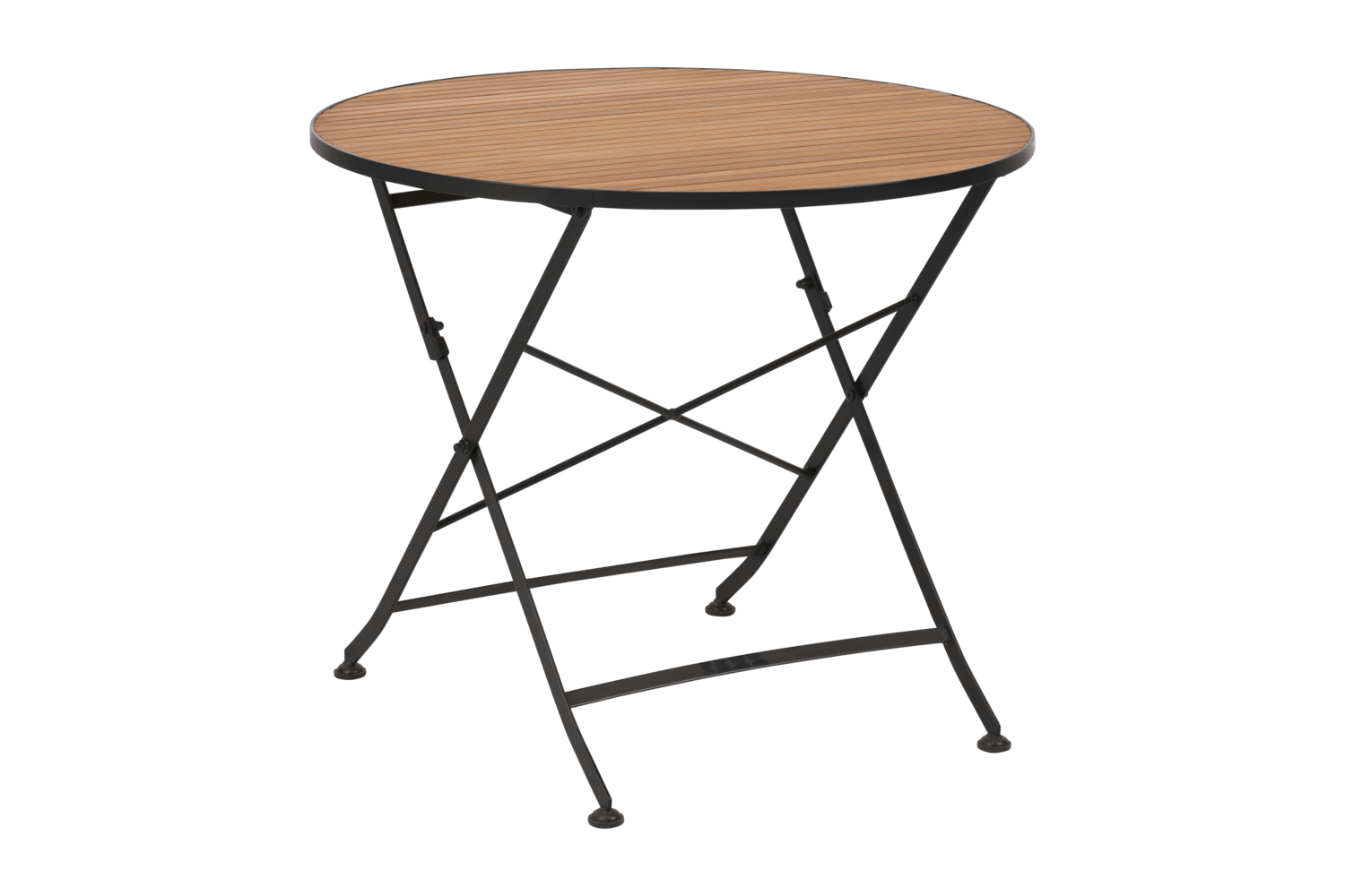 Brewer matbord Ø85x73 cm svart/teak Brafab