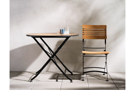 Brewer matbord Ø85x73 cm svart/teak Brafab