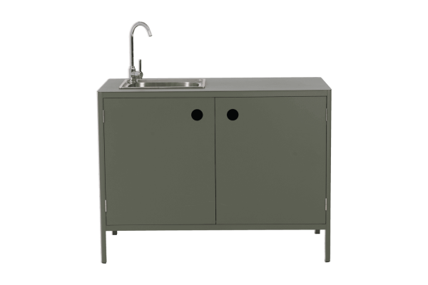 Kelia utekök med diskbänk o kran nordic green Brafab