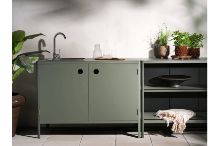 Kelia utekök med diskbänk o kran nordic green Brafab