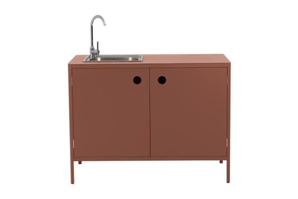 Kelia utekök med diskbänk o kran zin red Brafab