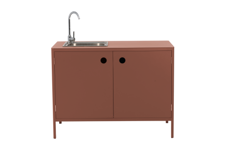 Kelia utekök med diskbänk o kran zin red Brafab