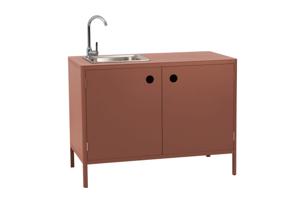 Kelia utekök med diskbänk o kran zin red Brafab