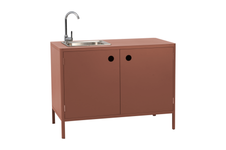 Kelia utekök med diskbänk o kran zin red Brafab